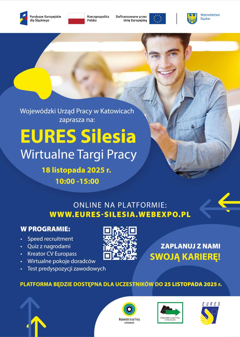 Plakat informacyjny o targach pracy EURES Silesia